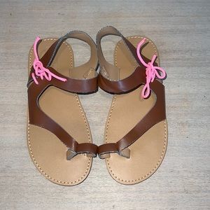 New Crazy 8 sandals with neon pink side ties size 1 girls